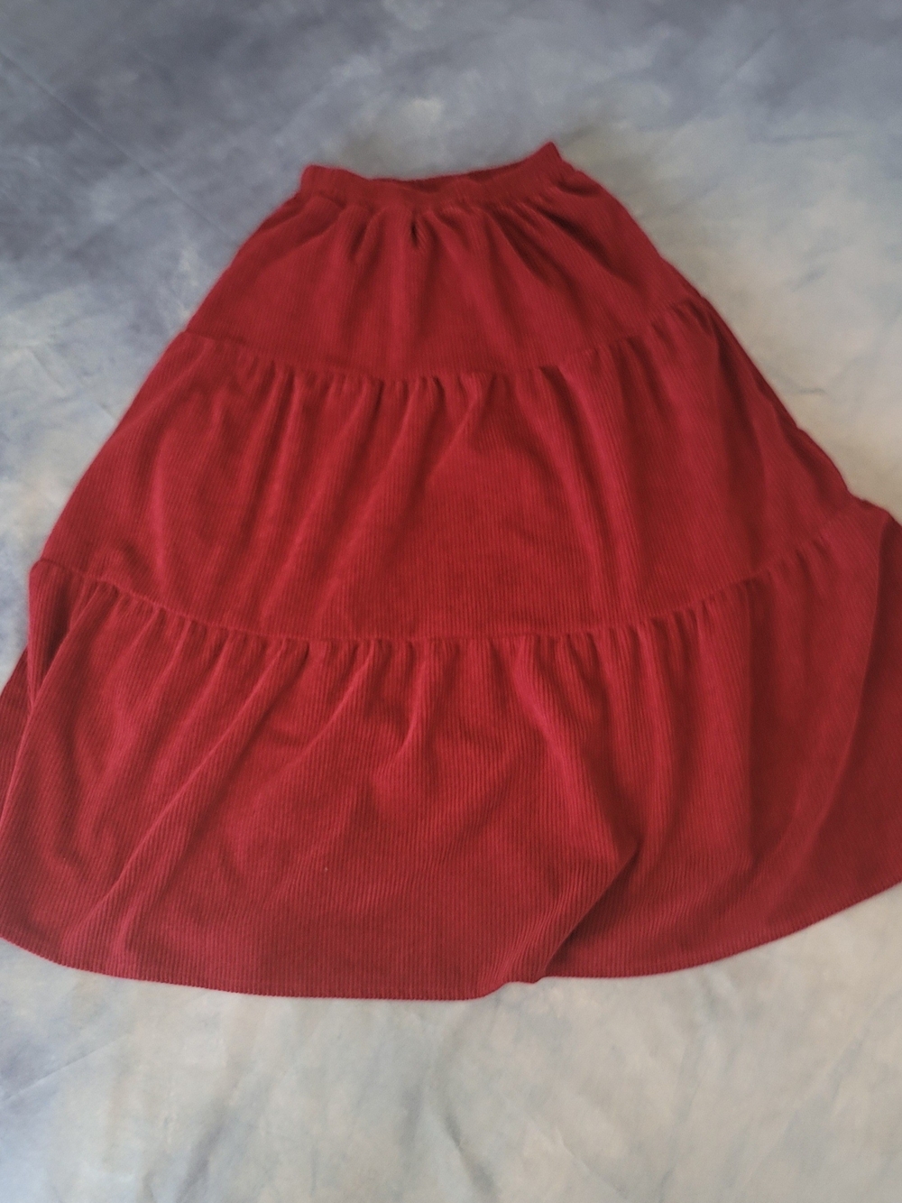 Girls Burgundy Solid Corduroy Skirt